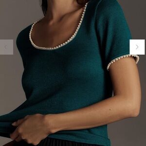 Canapé Pearl-Trim Scoop Neck Top